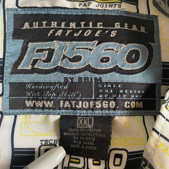 90's Fat Joe's FJ560 Technical Fat Joints Turntable Loop Collar Shirt Men's XXL - Picture 2 of 7